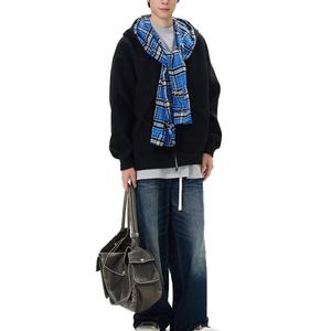 Sudadera con capucha de patchwork a cuadros vintage al por mayor para hombre, estilo urbano oversize, chaqueta con cremallera para hombre, sudadera con capucha con cremallera para hombre - Product Image 6