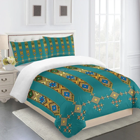Parure de lit complète Saba Telet de style éthiopien et érythréen, housse de couette pour lit simple ou double et 2 taies d'oreiller