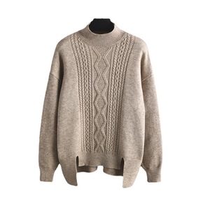 Nuovo Completo in Maglia da Donna Autunno e Inverno, Maglione Largo a Collo Alto Spesso e Pantaloni a Gamba Larga, Set Due Pezzi - Product Image 6