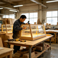 Hongzhan Luxuriöse Doppelschichtige Gebogene Brotvitrine mit Goldverzierung, Hochwertige LED-Multifunktions-Bäckereivitrine