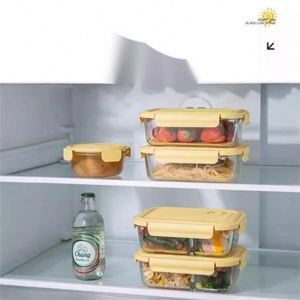Cute High Borosilicate Glass 4-Compartment Bento <b>Lunch</b> <b>Box</b> Set Microwavable Heatable Lid Storage Bag Included BPA Free - Product Image 4