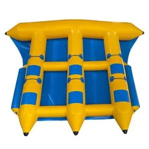 Juguetes de agua de grado comercial, bote de plátano de agua inflable loco, pez volador remolcable inflable