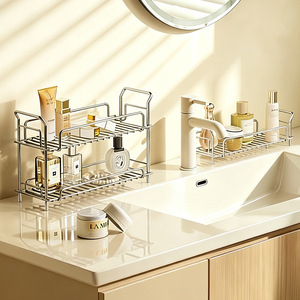 <b>Bathroom</b> Storage Rack 50X30Cm Double Layer Stainless Steel Freestanding For Cosmetics Skincare Vanity Organization - Product Image 5