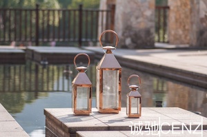 Grande lanterne décorative de jardin en acier inoxydable antirouille, porte-bougie, lanterne en verre dorée pour mariage, extérieur, debout, maison - Product Image 6