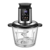 Hachoir Électrique Numérique Multifonctionnel avec Bol en Verre, Broyeur à Viande, Batteur à Légumes, Fruits et Œufs, Robot Culinaire pour Bébé