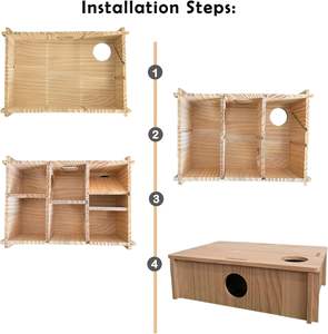 Escondite para Hámster de Doble Capa, Laberinto de Madera para Hámster Enano, Túnel con Múltiples Cámaras, Decoración para Hábitat - Product Image 6