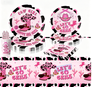 Juego de Platos, Vasos, Servilletas y Artículos de Mesa Desechables de Papel con Diseño de Botas Vaqueras Rosas DAMAI para Halloween - Product Image 5