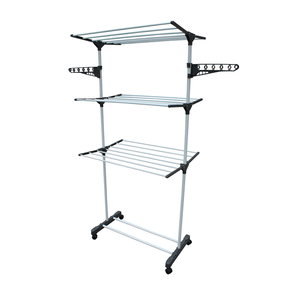ชั้นวางเสื้อผ้าโลหะสามชั้นแบบพับได้ชั้นวางเสื้อผ้าหนา0.2มม. พับได้ใช้งานได้ - Product Image 1