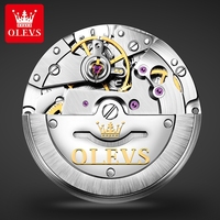 Montre mécanique automatique OLEVS 6653 pour homme, design volant, étanche en profondeur, bracelet en acier inoxydable, verre saphir.