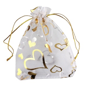 Pochette Cadeau en Organza Cœur Multicolore avec Cordon de Serrage pour Bijoux, Sacs à Bonbons de Mariage - Product Image 1