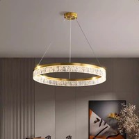 Lustre en cristal rétro de luxe moderne américain à LED à hauteur réglable, de haute qualité pour salon, escalier, hôtel