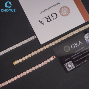 Pulsera de Eslabones Cubanos con Moissanita Corte Princesa CHOYUE, Plata 925 con Baño de Rodio, Joyería de Lujo para Mujer, Ideal para Bodas - Product Image 4