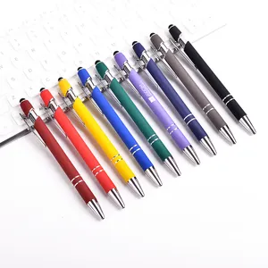 Promosyon özel 2 in 1 çok fonksiyonlu Metal tükenmez kalem alüminyum dokunmatik ekran Logo Tablet Stylus kalem