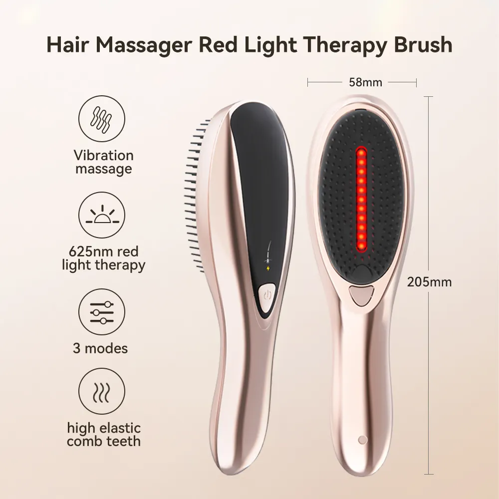 Factory Price Electric Laser Hair Growth Comb Ems Vibration Scalp Massager Brush Rf Microcurrent Meridian Red Light Therapy Comb