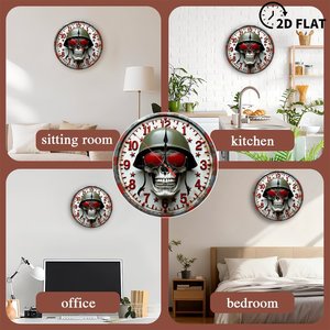 Round Wooden <b>Wall</b> <b>Clock</b> 25x25Cm Rustic Farmhouse <b>Silent</b> Non Ticking Country Living Room Decor - Product Image 3