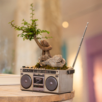 Desain Baru Vintage Bentuk Radio Resin Pot Bunga Buatan