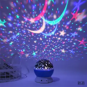 Amazing colorful kids gifts children moon star sky rotating night light projector for holiday home decoration