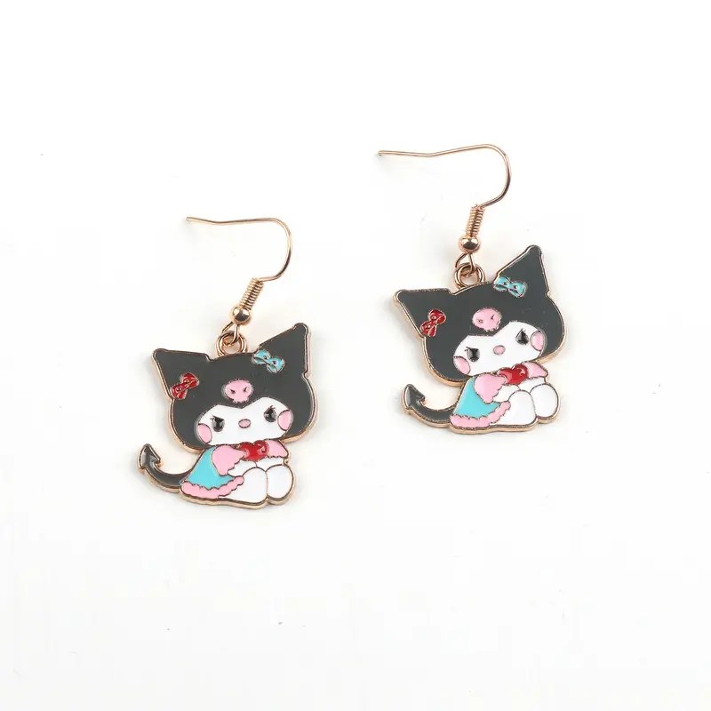 Anting-anting kartun anime klasik perhiasan melalui anting-anting kartun kurokis manis hitam anting-anting kelinci untuk wanita