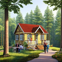 Kostengünstiges Holzbungalow-Design Holztür-Blockhaus & Wasserdichter Carport für Villa Asiatisches Design 72 m² 5 Jahre Garantie