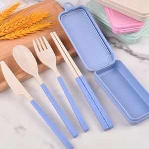 Custom LOGO Collapsible Reusable Utensils <b>Set</b> with Case Portable Include Spoon Knife Forks Chopsticks Travel Picnic Camping - Product Image 3