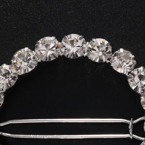 Pince à cheveux géométrique circulaire en alliage pour femme, élégante et simple, avec strass, design semi-attaché, pour mariage/anniversaire - Product Image 4