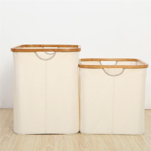Wholesale Collapsible <strong>Small</strong> Bamboo Rim Laundry <strong>Hamper</strong> for Storage, Clothes Towels Blankets Toys Organizer - Product Image 2