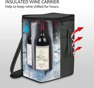 Bolsa <span class=keywords><strong>de</strong></span> transporte <span class=keywords><strong>para</strong></span> <span class=keywords><strong>vino</strong></span>, 6 botellas <span class=keywords><strong>de</strong></span> <span class=keywords><strong>vino</strong></span> acolchadas con aislamiento personalizado, enfriador - Product Image 4