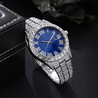Ensemble de montres à quartz avec bracelet en acier inoxydable à chiffres romains et diamants, bracelet chapelet et lunettes de soleil – Coffret cadeau 3 pièces
