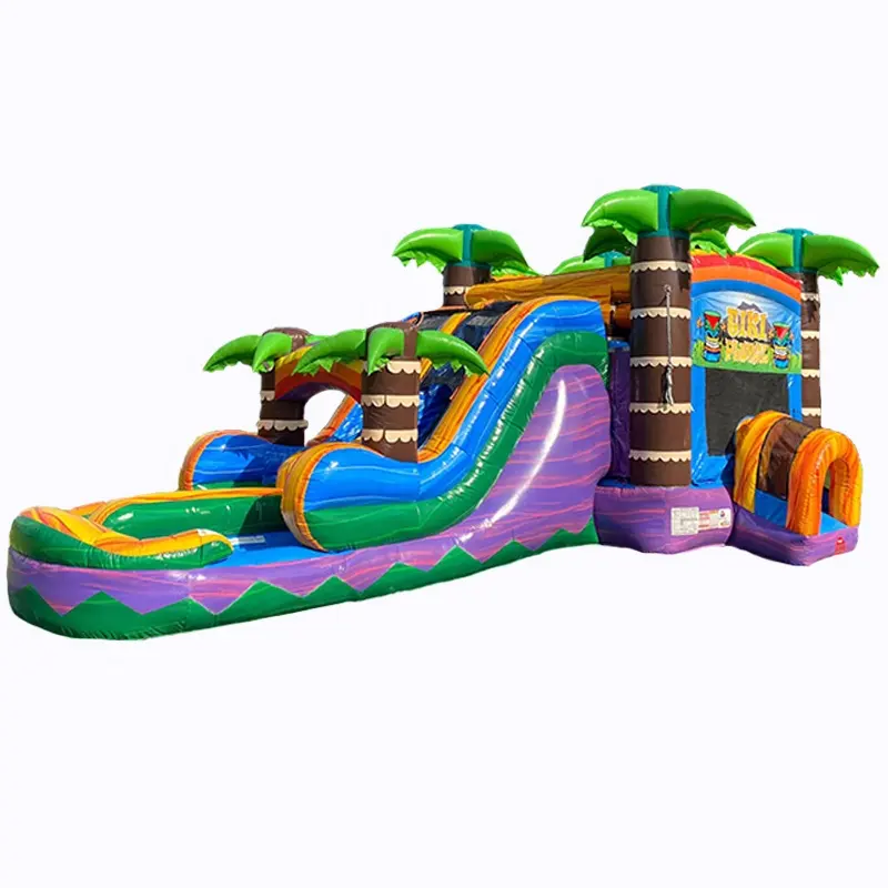 Thương Mại Tiki Inflatable Trượt Nước Combo Đảng Bounce Nhà Brinca Brinca Lâu Đài Bouncy Inflatable Cho Trẻ Em