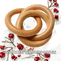 Ensemble de trois anneaux à serviettes en bois naturel, forme d'anneau, accessoires de décoration de table, décoration de table en bois, design personnalisé pour mariage