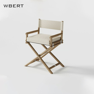 WBERT Diseño Moderno Ocio Villa Madera Maciza Lona Respaldo para Piscina Patio Exterior Plegable Silla de Comedor - Product Image 6