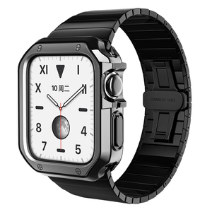 เคส + สายสแตนเลสสำหรับ <span class=keywords><strong>Apple</strong></span> <span class=keywords><strong>Watch</strong></span>,สายรัดข้อมือแบบหัวเข็มขัด Iwatch ซีรี่ส์<span class=keywords><strong>7</strong></span> 6 5 4 3 SE ขนาด44มม. 41มม. 45มม. 40มม. 38มม./42มม. - Product Image 5