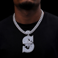 Nuevo Colgante de Plata de Ley 925 con Moissanita y Letra S Personalizada, Estilo Hip Hop, Joyería 3D con Incrustaciones de Diamantes para Hombre, para Fiestas