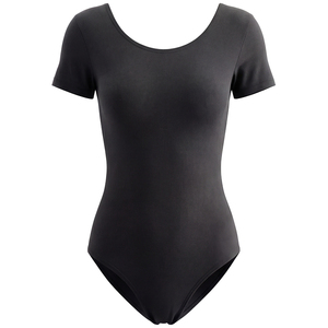 <span class=keywords><strong>Justaucorps</strong></span> de ballet simple pour femmes en gros personnalisé, col rond, dos ouvert <span class=keywords><strong>classique</strong></span>, manches courtes, coton, haute élasticité, doux pour la peau - Product Image 2