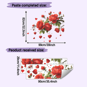 Adesivi <span class=keywords><strong>Murali</strong></span> Romantici a Forma di Albero di Rose Rosse, Adesivi Rimovibili in Vinile di Grandi Dimensioni per Soggiorno e Camere da Letto - Product Image 3