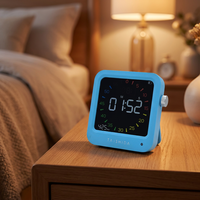 Réveil électronique créatif AI au design moderne, calendrier et minuteur élégants pour chambres d'étudiants, en ABS bleu, noir et orange
