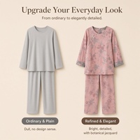 Nouvel ensemble 2 pièces pour femme, style chinois, en jacquard teint en fil, pull à col rond et pantalon 3/4 longueur