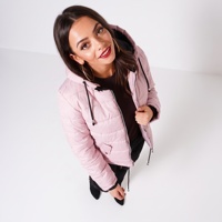 Jaket Varsity Musim Dingin Wanita Amerika Model KIJQJW4 Kerah Tegak Berlapis Kapas Tebal Motif Bulu Kapuson Berbulu Lapisan Nilon Logo