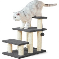 Escalier pour chiens et chats, griffoir en bois durable et satiné, antidérapant, montage facile, supporte 150 lb, 3/4 marches pour usage intérieur