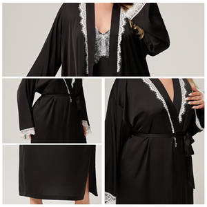 Camicia <span class=keywords><strong>da</strong></span> <span class=keywords><strong>notte</strong></span> estiva <span class=keywords><strong>da</strong></span> donna in Chiffon di seta in pigiama a manica lunga in pizzo <span class=keywords><strong>taglie</strong></span> <span class=keywords><strong>forti</strong></span> per la casa - Product Image 5