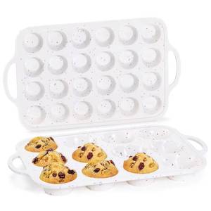 Moule à cupcakes mini en silicone avec cadre métallique renforcé, antiadhésif, sans BPA, certifié LFGB, 24 cavités, de la marque MUYULINS Factory, pour gâteaux américains. - Product Image 1