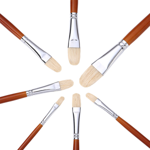 Ensemble de 7 pinceaux à huile professionnels en poils de sanglier naturels à long manche en bois pour la <span class=keywords><strong>peinture</strong></span> à l'huile et à l'acrylique - Product Image 6