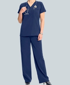 Women Scrub Uniform Set Smooth Fabric Short Sleeve Top Relaxed Straight Pants <strong>Doctors</strong> and Nurses Wrinkle-Resistant - Product Image 2