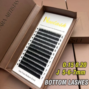 Pestañas Inferiores de Alta Calidad Fácil de Abanicar, Mixtas de 5mm, 6mm, 7mm, 8mm, Curva J, Negro Oscuro, Bandeja de Extensiones de Pestañas Inferiores Fácil de Abanicar, Abanico Rápido - Product Image 2