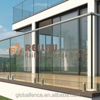Reilbu Rampe en verre moderne sans cadre en acier inoxydable Rampe en verre pour balcon Escalier Piscine Clôture