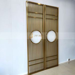 Brown Stainless Steel <b>Frame</b> <b>Mounted</b> Glass Waterproof Translucent Multifunctional Customizable Design Screen Room Divider - Product Image 3