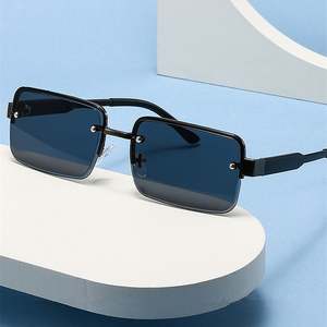 Lunettes de soleil vintage 2025 personnalisées avec logo, demi-montures carrées pour hommes et femmes, verres dégradés UV400, petites montures rectangulaires - Product Image 2