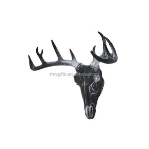 قرون الغزلان الراتنج اليدوية العتيقة الجمجمة ريفي شنقا هيكل عظمي الغزلان رئيس الجدار ديكور للمنزل الفن هدايا لديكور عيد الميلاد - Product Image 4