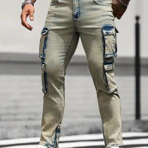 Jeans Ajustados de Hombre con Bolsillos, Estilo Desgastado, Decoración con Agujeros, Estilo Urbano para Verano, Otoño e Invierno, Moda Casual - Product Image 5