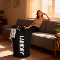 Panier à linge pliable en toile Oxford Cedar Space avec poignée, capacité de 90L, pour vêtements sales et articles divers